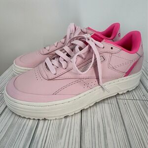 Reebok Women's Club C‎ Double Geo Frost Berry Pink Platform Leather Shoes Size 9
